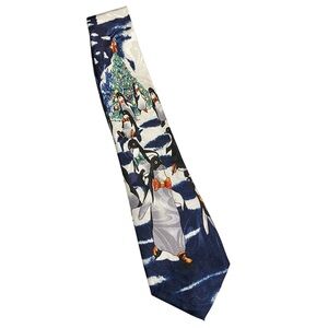 Renaissance Hand Made Penguins Ice Skating Christmas Tie